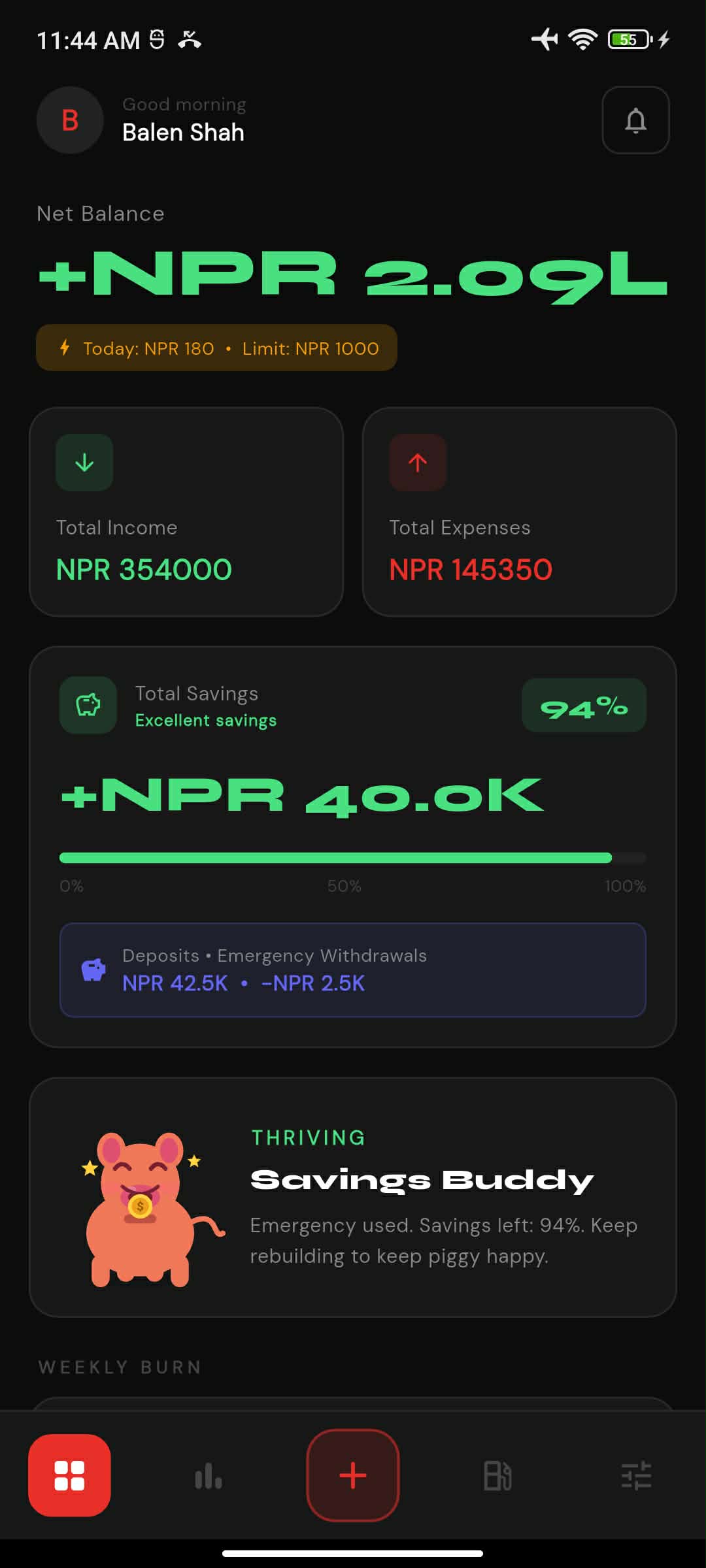 Finly dashboard screenshot