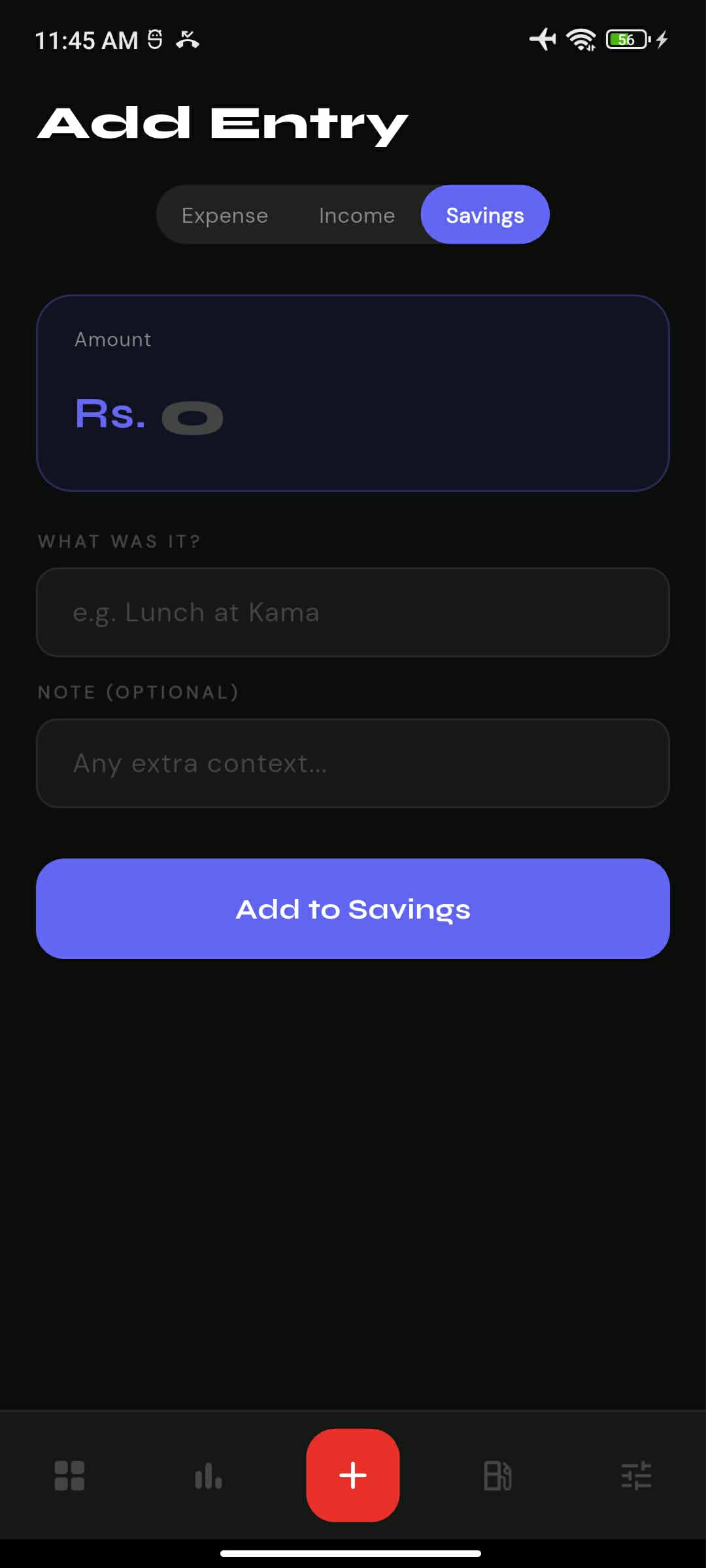 Finly add expense screenshot